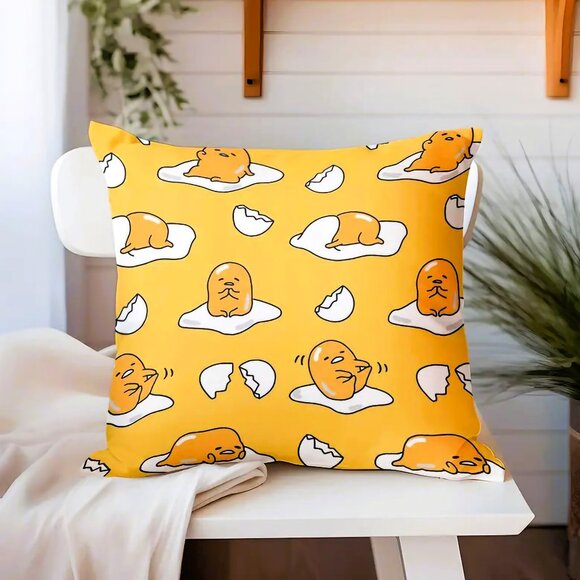 Cute Gudetama the Lazy Egg 18x18 with Throw Pillow Included! Kawaii Ramen NEW - Picture 1 of 6